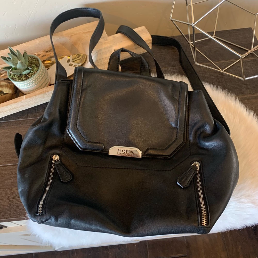 Kenneth Cole Reaction Black Leather Backpack